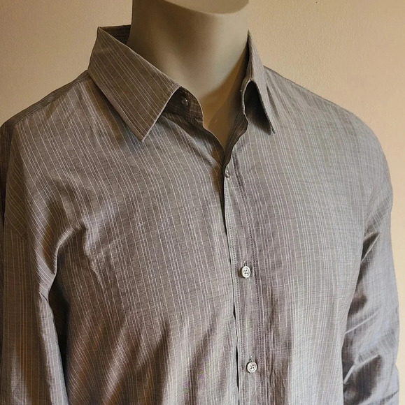 🇩🇪HUGO BOSS Grey Shirt, Light  Blue Lines - Picture 4 of 10